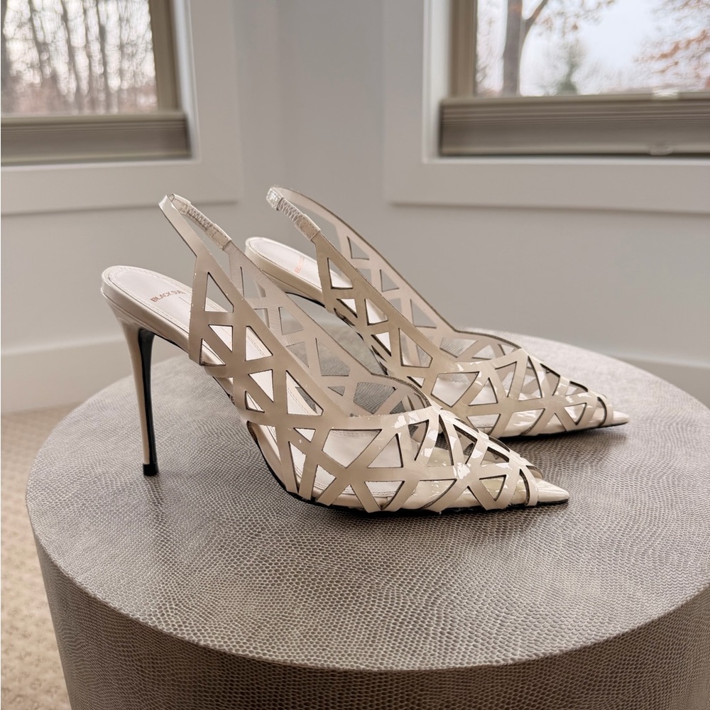 Chic Geometric Cutout Slingback Heels
